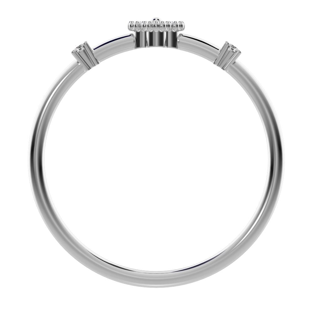 0.08 ct Round Cut Moissanite dainty Minimalist floral clover leaf cluster halo light 14K / 18K Solid White Gold everyday ring