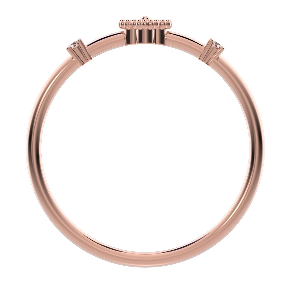 0.08 ct Round Cut Simulated Clear Diamond dainty Minimalist floral clover leaf cluster halo light 14K / 18K Solid Rose Gold everyday ring
