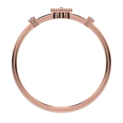 0.08 ct Round Cut Simulated Clear Diamond dainty Minimalist floral clover leaf cluster halo light 14K / 18K Solid Rose Gold everyday ring
