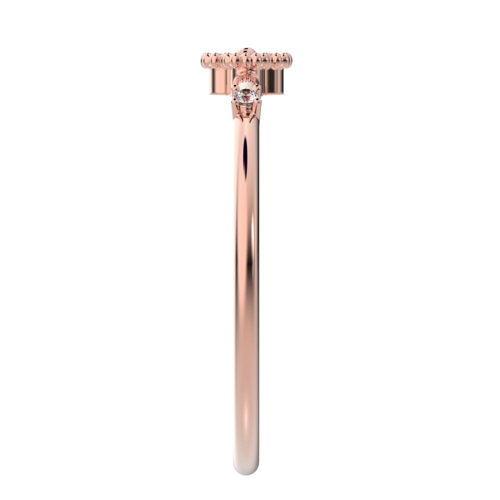 0.08 ct Round Cut Moissanite dainty Minimalist floral clover leaf cluster halo light 14K / 18K Solid Rose Gold everyday ring