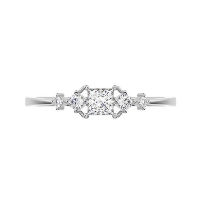 0.25 ct Princess Cut Simulated Clear Diamond dainty Minimalist solitaire with accents halo simple 14K / 18K Solid White Gold everyday ring
