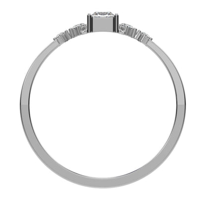 0.25 ct Princess Cut Simulated Clear Diamond dainty Minimalist solitaire with accents halo simple 14K / 18K Solid White Gold everyday ring