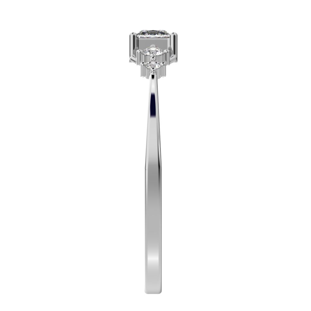 0.25 ct Princess Cut Simulated Clear Diamond dainty Minimalist solitaire with accents halo simple 14K / 18K Solid White Gold everyday ring