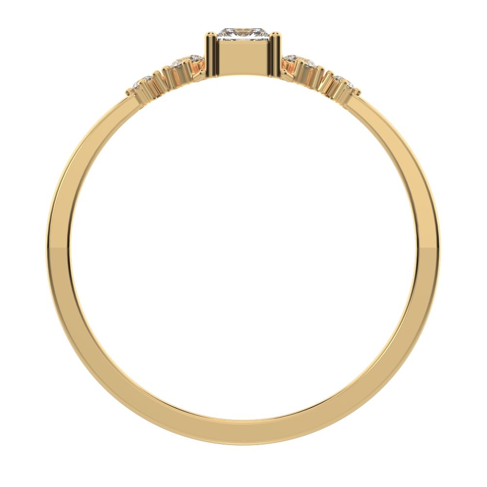 0.25 ct Princess Cut Simulated Clear Diamond dainty Minimalist solitaire with accents halo simple 14K / 18K Solid Yellow Gold everyday ring