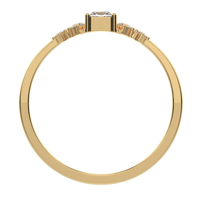 0.25 ct Princess Cut Simulated Clear Diamond dainty Minimalist solitaire with accents halo simple 14K / 18K Solid Yellow Gold everyday ring