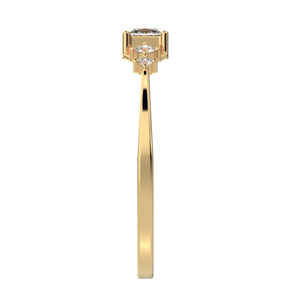 0.25 ct Princess Cut Simulated Clear Diamond dainty Minimalist solitaire with accents halo simple 14K / 18K Solid Yellow Gold everyday ring