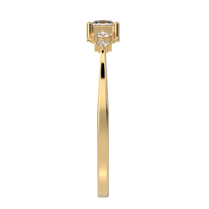 0.25 ct Princess Cut Simulated Clear Diamond dainty Minimalist solitaire with accents halo simple 14K / 18K Solid Yellow Gold everyday ring
