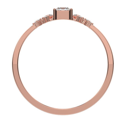 0.25 ct Princess Cut Moissanite dainty Minimalist solitaire with accents halo simple light 14K / 18K Solid Rose Gold everyday ring