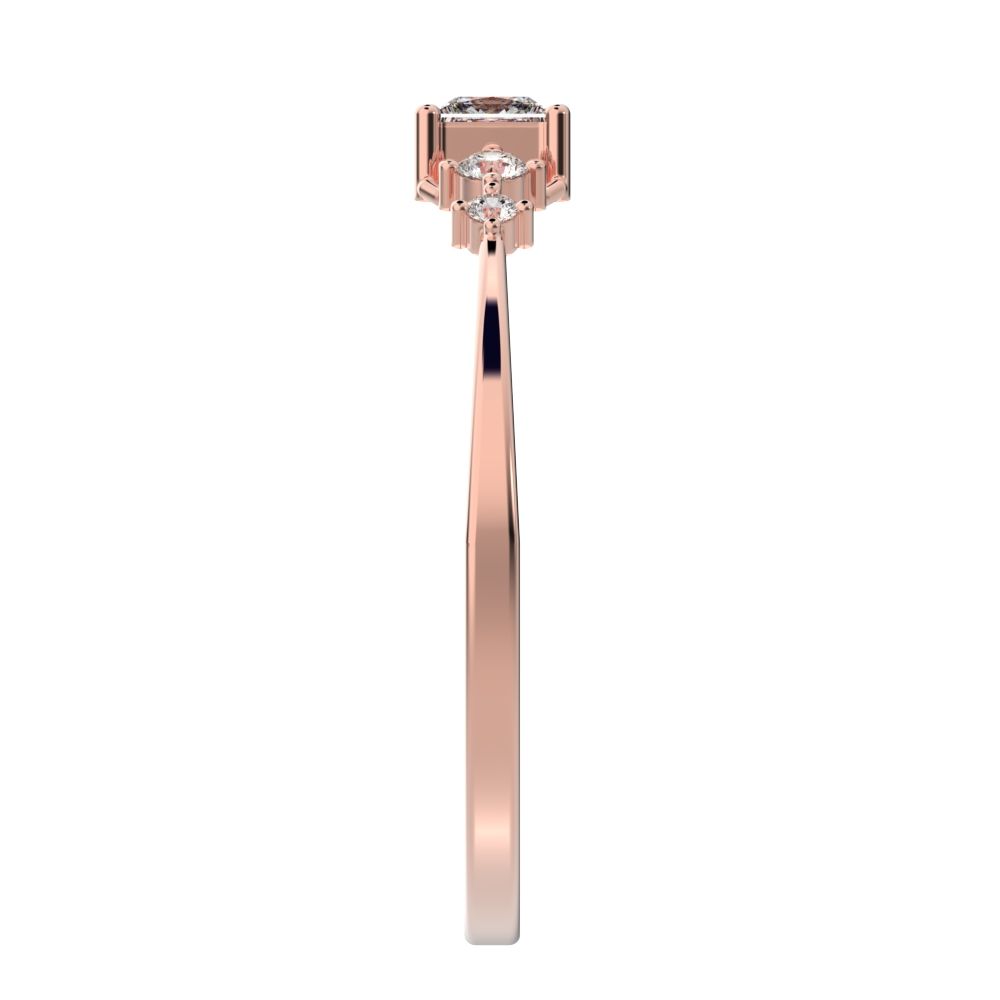 0.25 ct Princess Cut Simulated Clear Diamond dainty Minimalist solitaire with accents halo simple 14K / 18K Solid Rose Gold everyday ring
