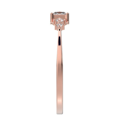 0.25 ct Princess Cut Simulated Clear Diamond dainty Minimalist solitaire with accents halo simple 14K / 18K Solid Rose Gold everyday ring