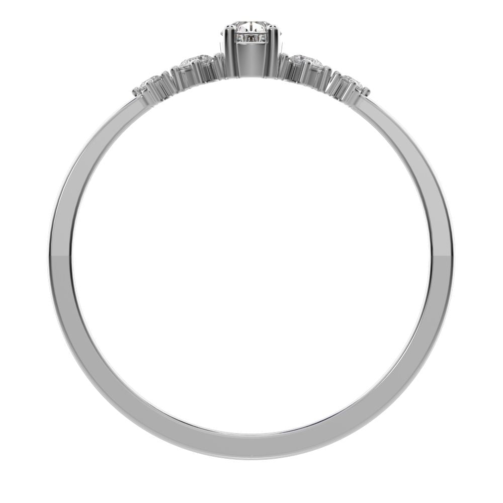 0.25 ct Pear Cut Moissanite dainty Minimalist solitaire with accents halo simple light cluster 14K / 18K Solid White Gold everyday ring