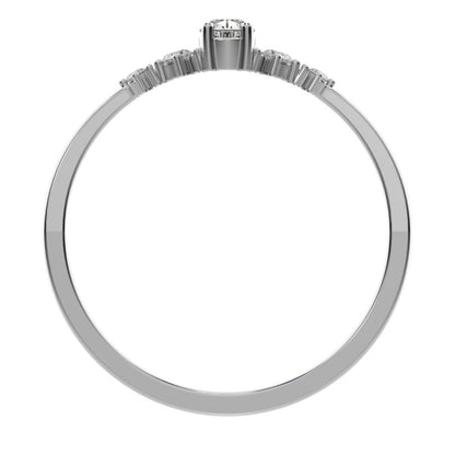 0.25 ct Pear Cut Moissanite dainty Minimalist solitaire with accents halo simple light cluster 14K / 18K Solid White Gold everyday ring