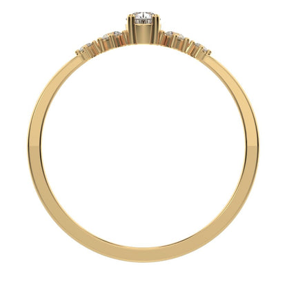 0.25 ct Pear Cut Simulated Clear Diamond dainty Minimalist solitaire with accents halo simple 14K / 18K Solid Yellow Gold everyday ring