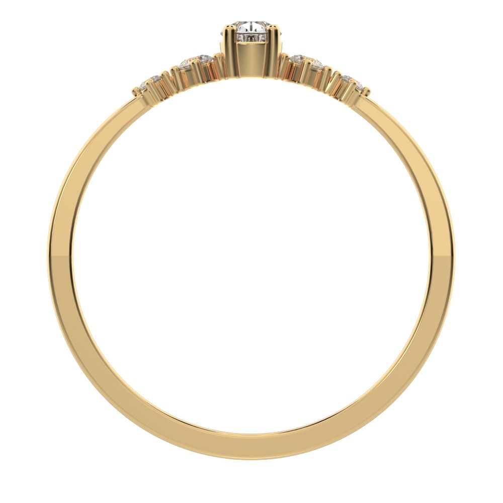 0.25 ct Pear Cut Moissanite dainty Minimalist solitaire with accents halo simple light cluster 14K / 18K Solid Yellow Gold everyday ring