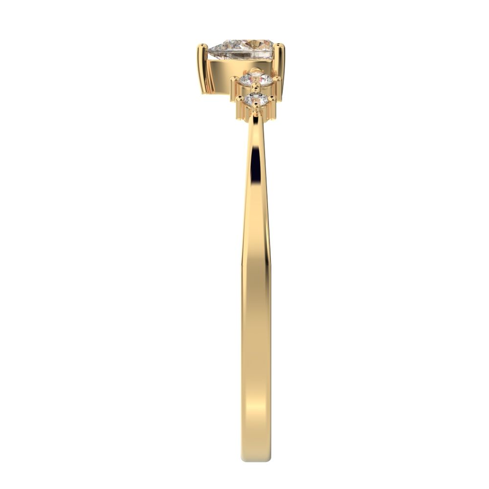 0.25 ct Pear Cut Moissanite dainty Minimalist solitaire with accents halo simple light cluster 14K / 18K Solid Yellow Gold everyday ring