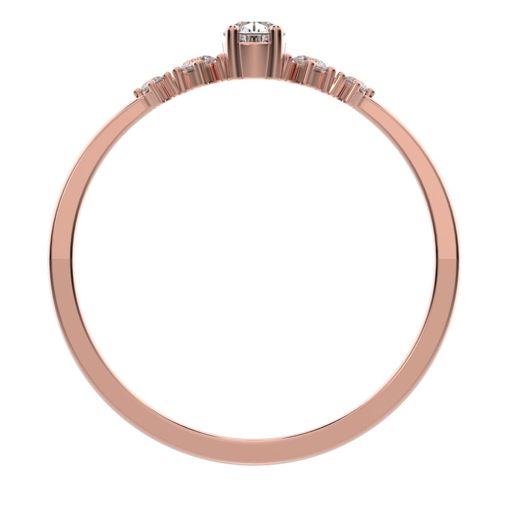 0.25 ct Pear Cut Simulated Clear Diamond dainty Minimalist solitaire with accents halo simple 14K / 18K Solid Rose Gold everyday ring