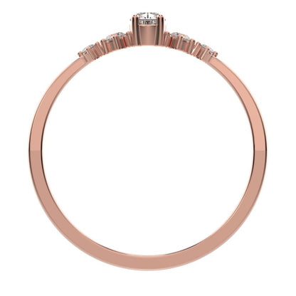 0.25 ct Pear Cut Simulated Clear Diamond dainty Minimalist solitaire with accents halo simple 14K / 18K Solid Rose Gold everyday ring