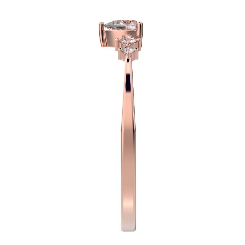 0.25 ct Pear Cut Simulated Clear Diamond dainty Minimalist solitaire with accents halo simple 14K / 18K Solid Rose Gold everyday ring