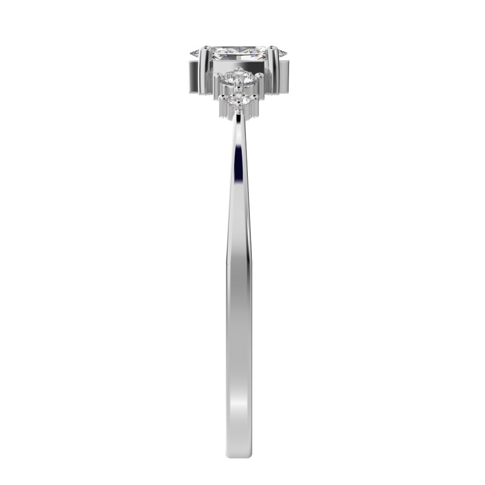 0.21 ct Marquise Cut Simulated Clear Diamond dainty Minimalist solitaire with accents halo simple 14K / 18K Solid White Gold everyday ring