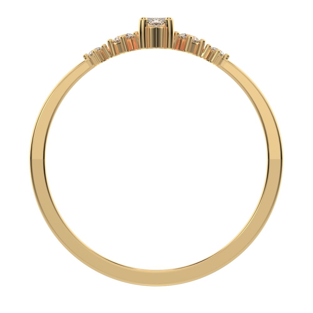 0.21 ct Marquise Cut Simulated Clear Diamond dainty Minimalist solitaire with accents halo simple 14K / 18K Solid Yellow Gold everyday ring