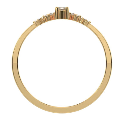 0.21 ct Marquise Cut Moissanite dainty Minimalist solitaire with accents halo simple cluster 14K / 18K Solid Yellow Gold everyday ring