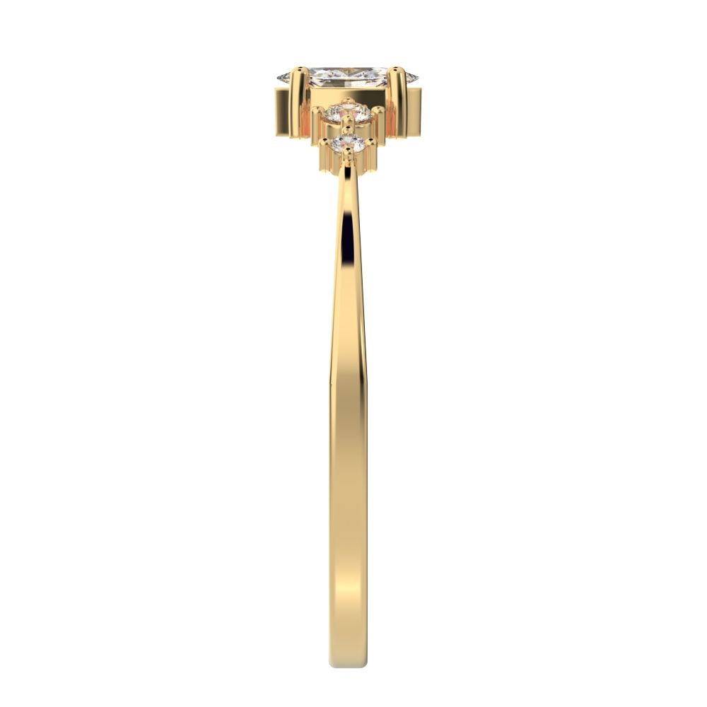 0.21 ct Marquise Cut Moissanite dainty Minimalist solitaire with accents halo simple cluster 14K / 18K Solid Yellow Gold everyday ring