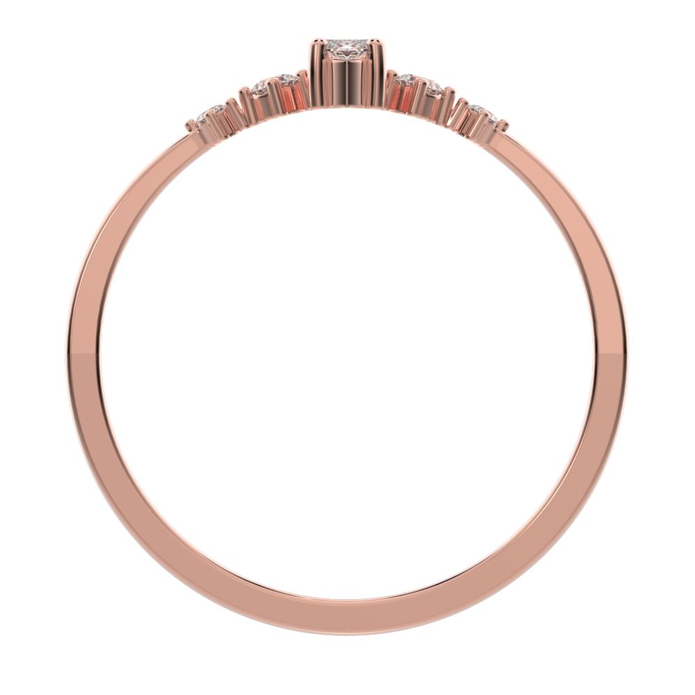 0.21 ct Marquise Cut Simulated Clear Diamond dainty Minimalist solitaire with accents halo simple 14K / 18K Solid Rose Gold everyday ring