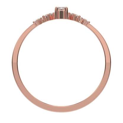 0.21 ct Marquise Cut Simulated Clear Diamond dainty Minimalist solitaire with accents halo simple 14K / 18K Solid Rose Gold everyday ring