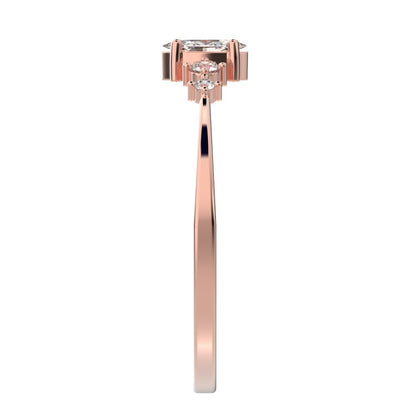 0.21 ct Marquise Cut Simulated Clear Diamond dainty Minimalist solitaire with accents halo simple 14K / 18K Solid Rose Gold everyday ring