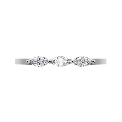 0.3Ct Marquise Cut Simulated Clear Diamond solitaire with accents halo simple three-stone 14K / 18K Solid White Gold everyday wedding band