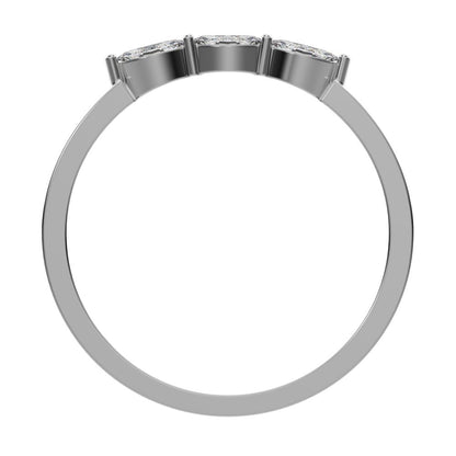 0.3Ct Marquise Cut Simulated Clear Diamond solitaire with accents halo simple three-stone 14K / 18K Solid White Gold everyday wedding band