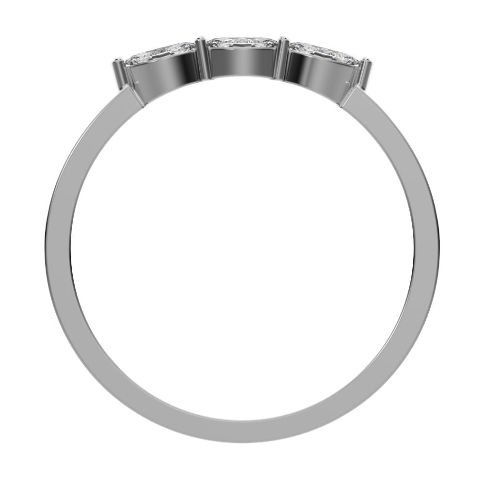 0.3Ct Marquise Cut Moissanite Minimalist solitaire with accents halo simple three-stone 14K / 18K Solid White Gold everyday wedding band