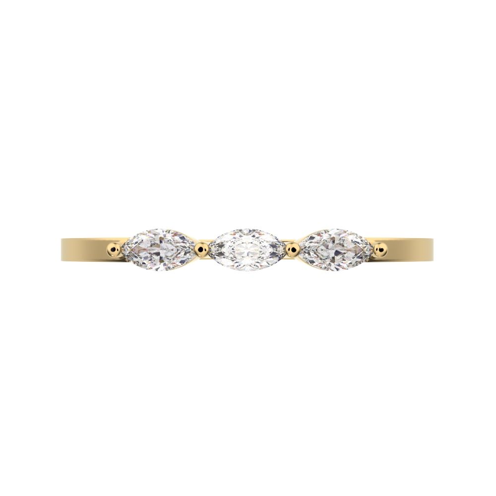 0.3Ct Marquise Cut Moissanite Minimalist solitaire with accents halo simple three-stone 14K / 18K Solid Yellow Gold everyday wedding band