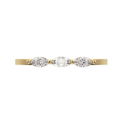 0.3Ct Marquise Cut Moissanite Minimalist solitaire with accents halo simple three-stone 14K / 18K Solid Yellow Gold everyday wedding band