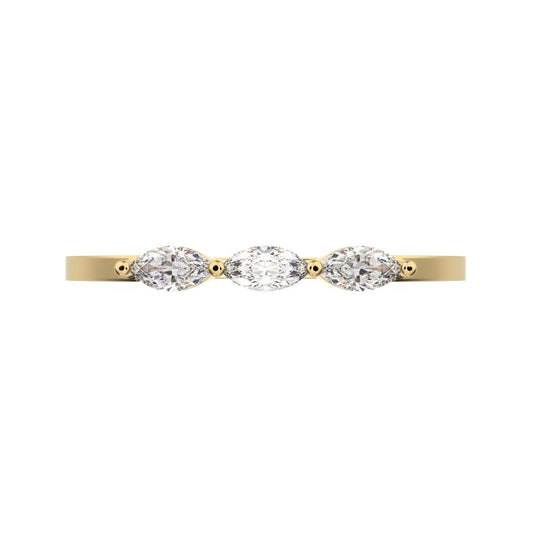 0.3Ct Marquise Cut Moissanite Minimalist solitaire with accents halo simple three-stone 14K / 18K Solid Yellow Gold everyday wedding band