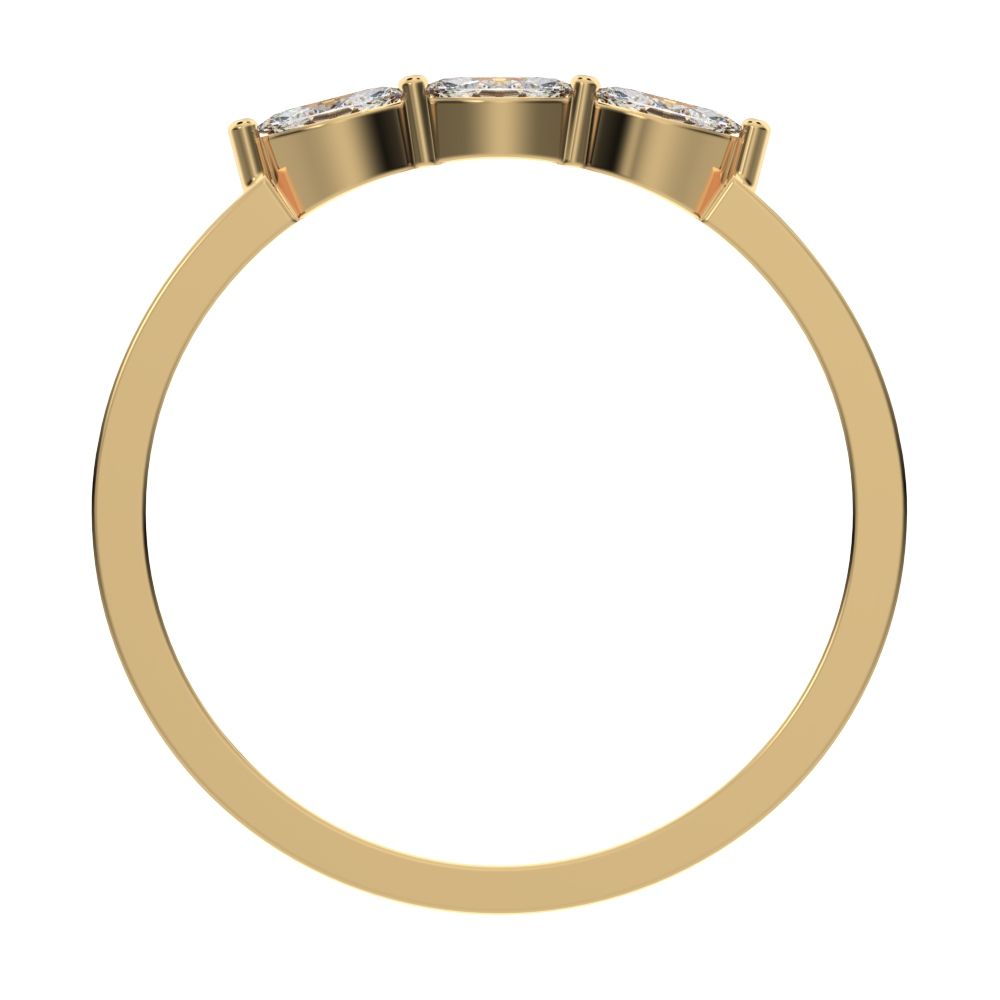 0.3Ct Marquise Cut Simulated Clear Diamond solitaire with accents halo simple three-stone 14K / 18K Solid Yellow Gold everyday wedding band