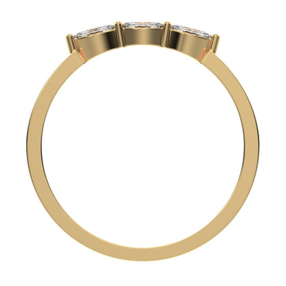 0.3Ct Marquise Cut Simulated Clear Diamond solitaire with accents halo simple three-stone 14K / 18K Solid Yellow Gold everyday wedding band
