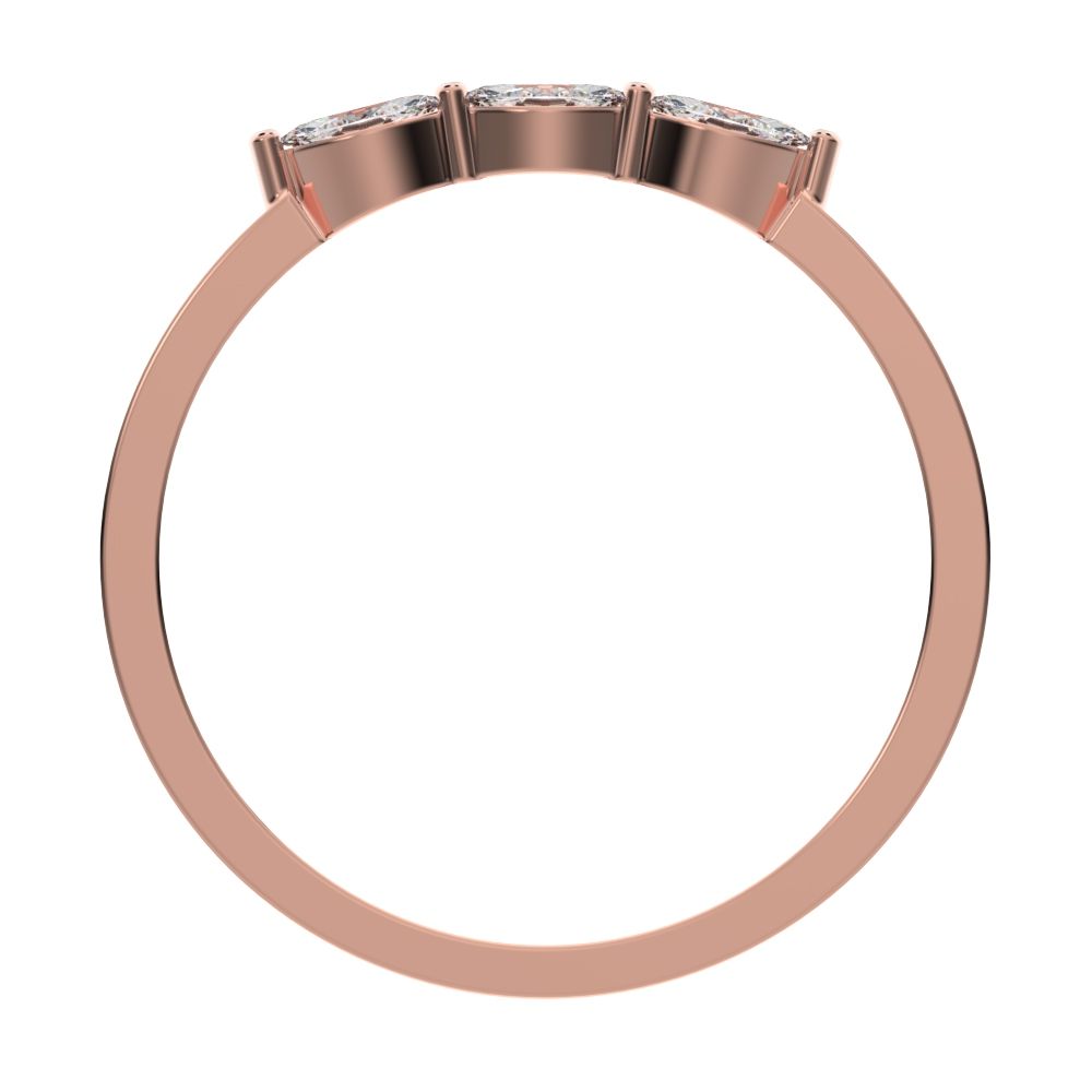 0.3Ct Marquise Cut Moissanite Minimalist solitaire with accents halo simple three-stone 14K / 18K Solid Rose Gold everyday wedding band