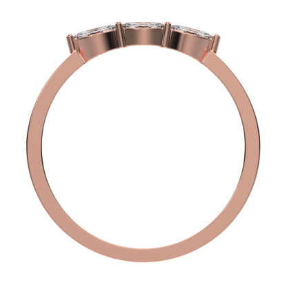 0.3Ct Marquise Cut Moissanite Minimalist solitaire with accents halo simple three-stone 14K / 18K Solid Rose Gold everyday wedding band