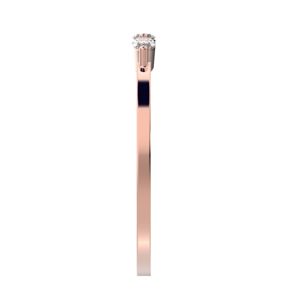 0.3Ct Marquise Cut Simulated Clear Diamond solitaire with accents halo simple three-stone 14K / 18K Solid Rose Gold everyday wedding band