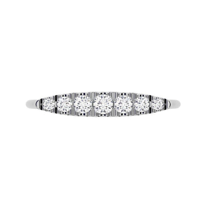 0.16Ct Round Cut Simulated Clear Diamond Stackable half eternity bar Timeless Radiance 14K / 18K Solid White Gold everyday wedding band