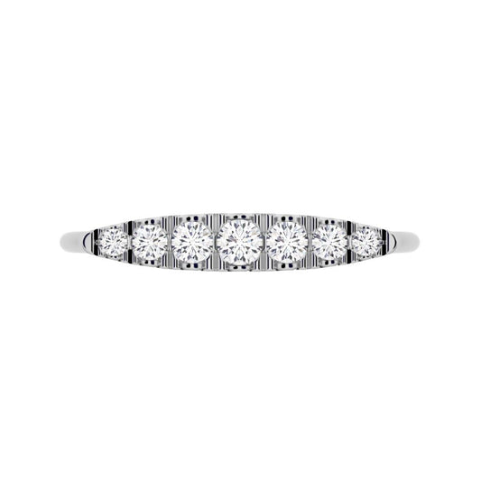 0.16Ct Round Cut Simulated Clear Diamond Stackable half eternity bar Timeless Radiance 14K / 18K Solid White Gold everyday wedding band