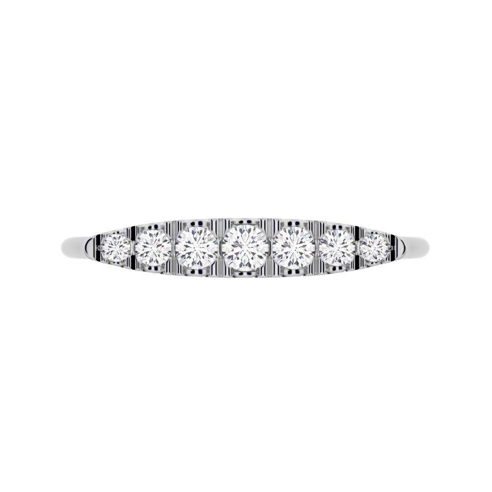 0.16Ct Round Cut Moissanite Minimalist Stackable half eternity bar Timeless Radiance 14K / 18K Solid White Gold everyday wedding band