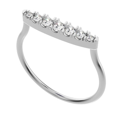 0.16Ct Round Cut Simulated Clear Diamond Stackable half eternity bar Timeless Radiance 14K / 18K Solid White Gold everyday wedding band
