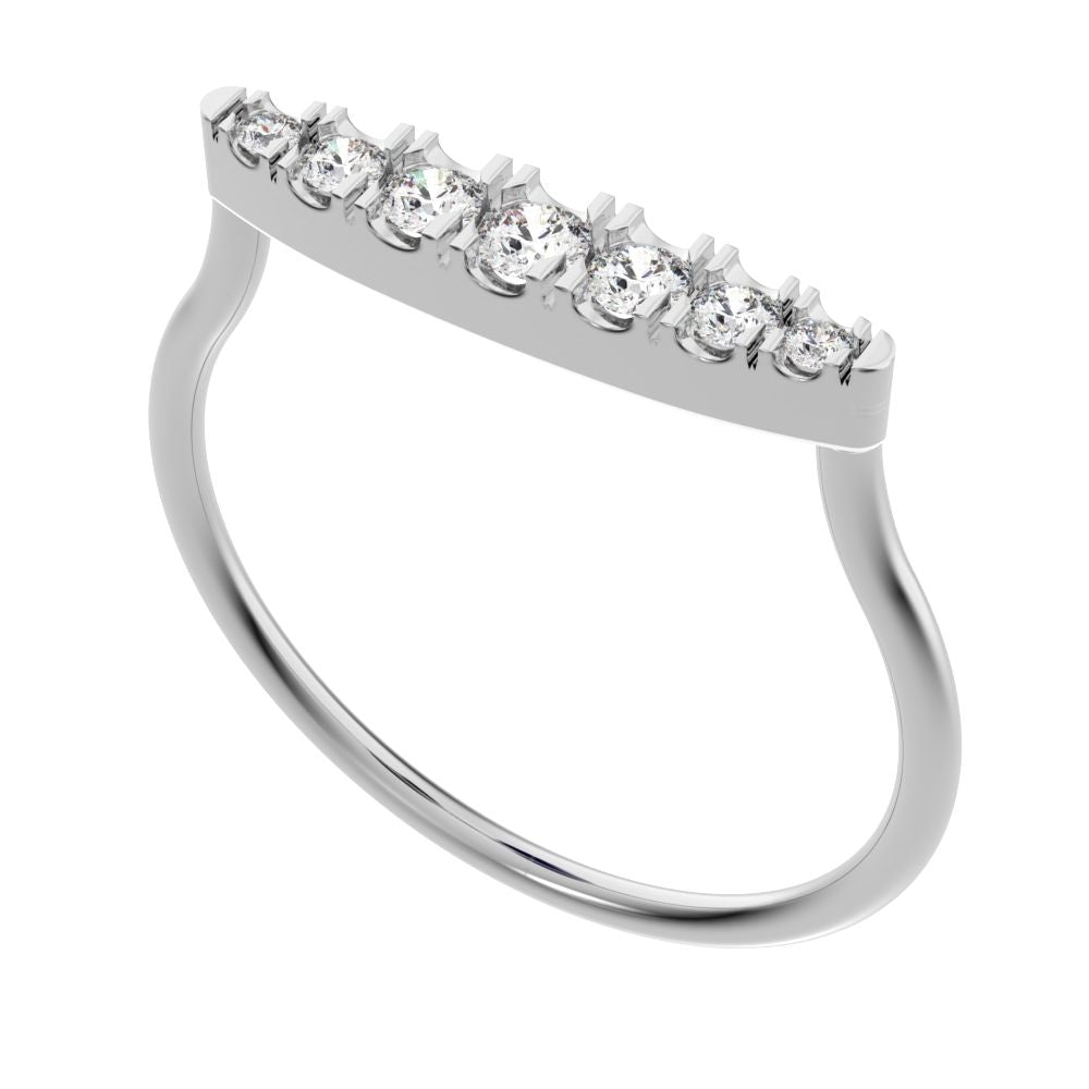 0.16Ct Round Cut Moissanite Minimalist Stackable half eternity bar Timeless Radiance 14K / 18K Solid White Gold everyday wedding band