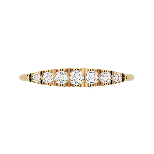 0.16Ct Round Cut Simulated Clear Diamond Stackable half eternity bar Timeless Radiance 14K / 18K Solid Yellow Gold everyday wedding band