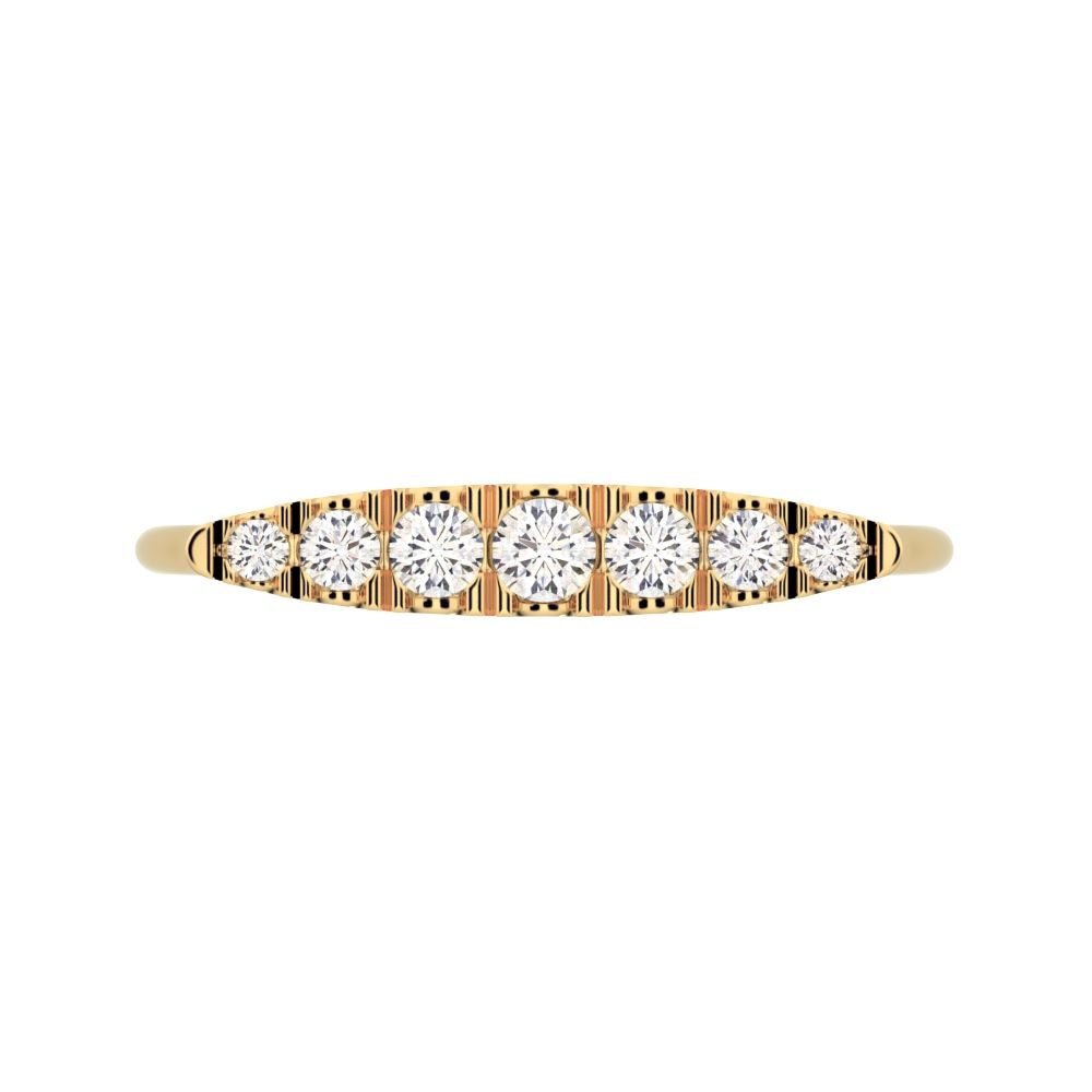 0.16Ct Round Cut Moissanite Minimalist Stackable half eternity bar Timeless Radiance 14K / 18K Solid Yellow Gold everyday wedding band