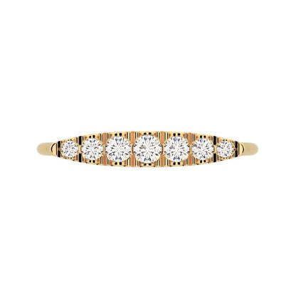 0.16Ct Round Cut Moissanite Minimalist Stackable half eternity bar Timeless Radiance 14K / 18K Solid Yellow Gold everyday wedding band