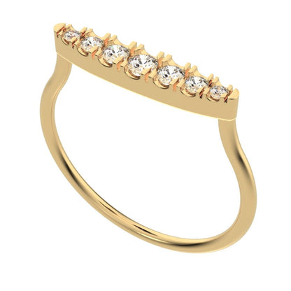 0.16Ct Round Cut Moissanite Minimalist Stackable half eternity bar Timeless Radiance 14K / 18K Solid Yellow Gold everyday wedding band