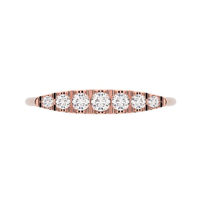 0.16Ct Round Cut Simulated Clear Diamond Stackable half eternity bar Timeless Radiance 14K / 18K Solid Rose Gold everyday wedding band